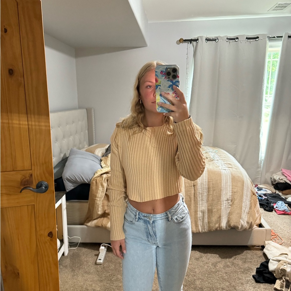 Princess Polly Tan Ribbed Knit Top